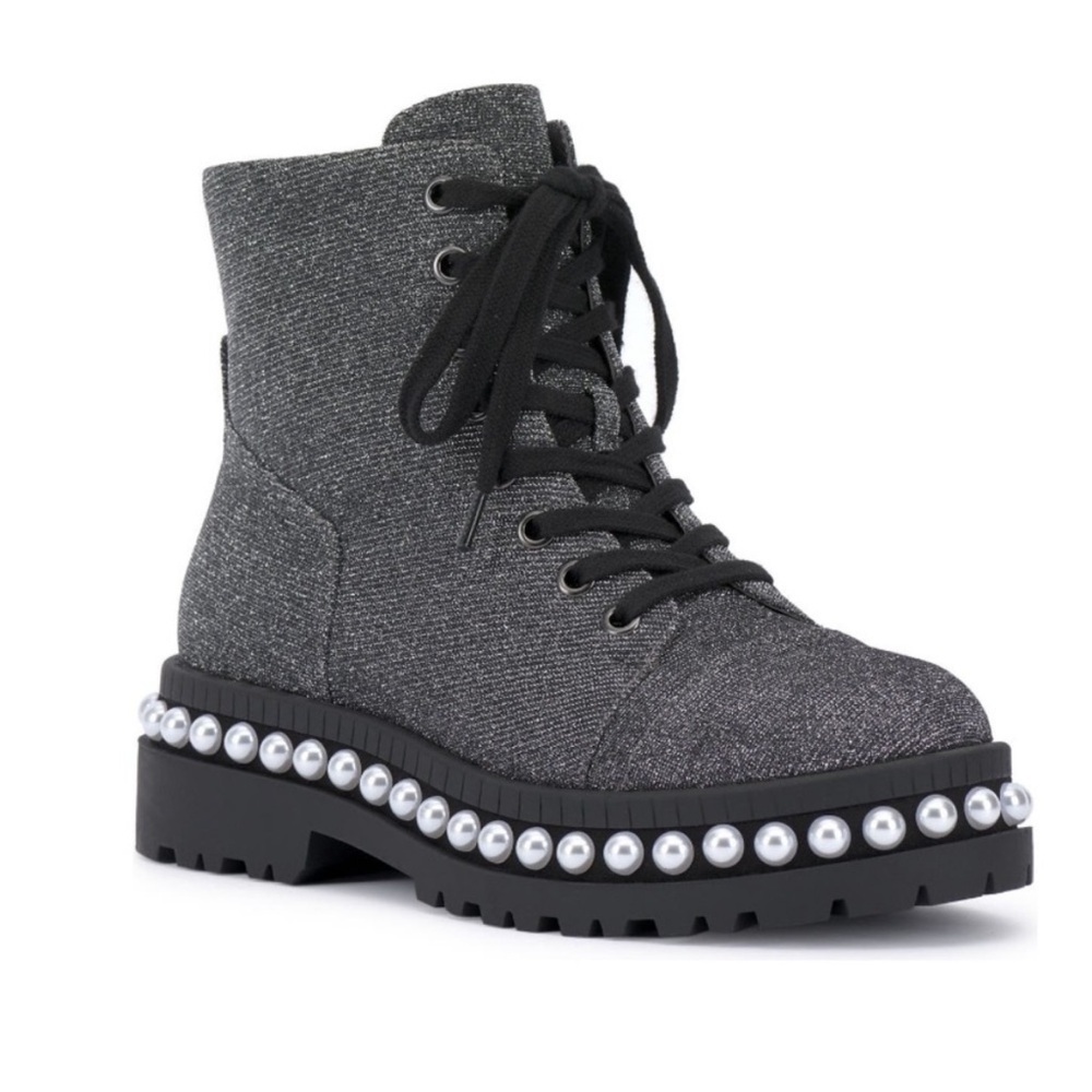 Jessica Simpson Eilir Sparkly Studded Combat Boot Size 6.5 New